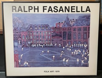 Signed Vintage Poster For An Exhibition Of Folk Art By Ralph Fasanella Titled 'Playground' (1979)