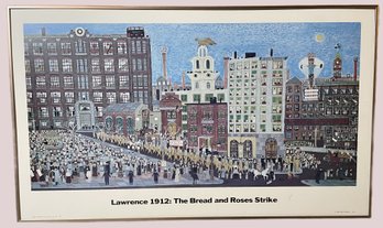 Signed Poster Of 'Lawrence 1912: The Bread And Roses Strike' By American Folk Art Ralph Fasanella