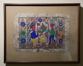 Traditional Mexican Amate Bark Paper Folk Art Painting