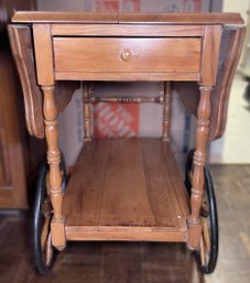 Vintage Wooden Drop Leaf Tea Cart