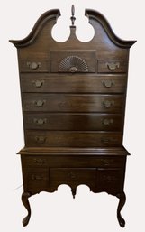 Vintage Queen Anne Style Mahogany Bonnet Top Highboy Dresser