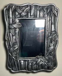 Vintage-style Carved Silver Resin Wall Art Mirror