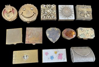 Large Assortment Of  Vintage Vanity Powder Compacts And Small Pill Boxes