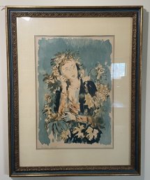 Framed Lithograph Titled 'Woman As Flora' By Roland Oudot 18/60