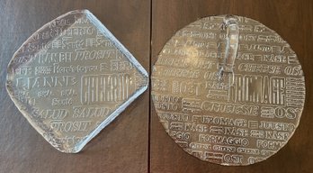Pair Of Crystal Etched Glass Serving Plates