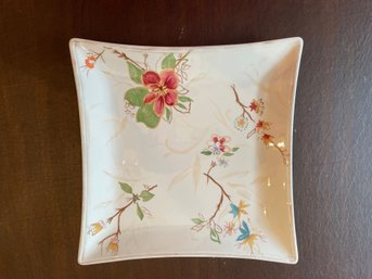 Tracy Porter The Fleur Collection Square Plate Featuring A Hand-painted Botanical Floral Motif
