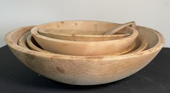Collection Of Vintage Wooden Dough Bowls