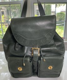 Tiffany & Co. Vintage Dark Green Pebbled Leather Rucksack Backpack