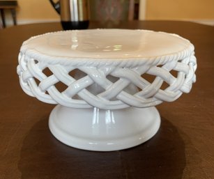 Vintage Primo'GI Italian Woven Ceramic Pedestal Cake Stand