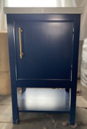 Bath Vanity In Navy Blue With Ceramic Vanity Top In White With White Sink