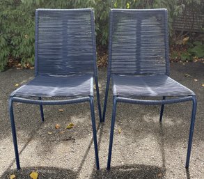 Pair Of Zina Outdoor Stackable Dining Chair - Indigo Blue