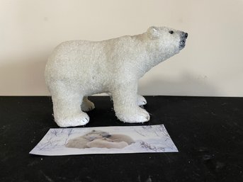 Vintage-style Glittered Polar Bear Figurine
