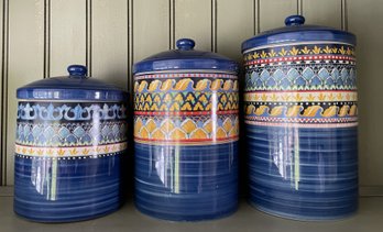 Set Of 3 Williams-Sonoma Sicily Stoneware Canisters