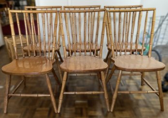 Vintage Country Primitive Colonial Windsor Dining Birdcage Side Chairs