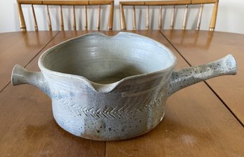 Vintage Handmade Stoneware Pottery Soup Or Gravy Server