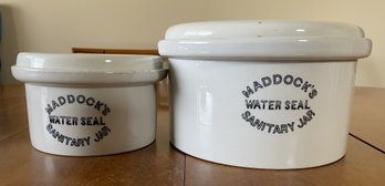 PAir Of Antique Maddock's Water Seal Sanitary Jars