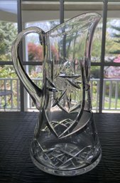 Crystal Cut Glass Pitcher With Patterns Such As Pinwheels, Starbursts, Fans, And Notched Rims