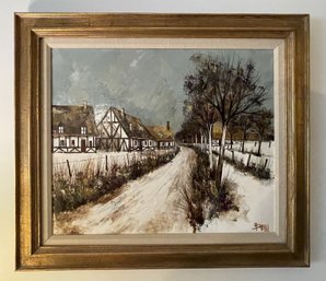SIGNED OIL ON CANVAS 'WINTER ROAD'