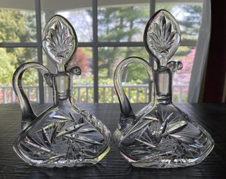 Bohemian-style Cut Crystal Cruet With A Teardrop Finial Stopper