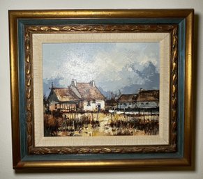 FRAMED SIGNED ART PRINT DEPICTING FRENCH FARMHOUSE IN A LANDSCAPE