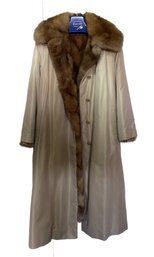 Vintage Beige Reversble Fur Coat With A Detachable Silk Lining