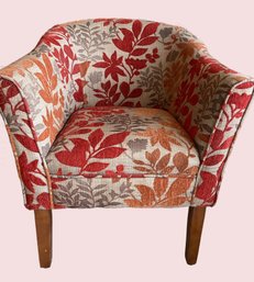 Coaster Barrel Back Upholstered Accent Chair With A Multi-color Autumn Leaf Pattern