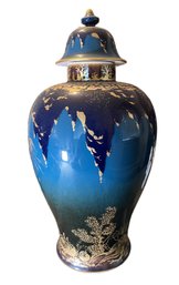 ROYAL PORCELAIN FACTORY KPM UNDERSEA CAVERN WITH CORAL AND SHELLFISH DESIGN LIDDED VASE