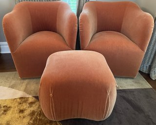 PR OF J. ROBERT SCOTT WAVE LOUNGE CHAIRS AND OTTOMAN