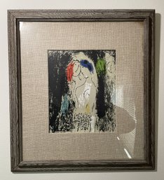 FRAMED 'LOVERS IN GRAY' BY MARC CHAGALL MOURLOT ART PRINT