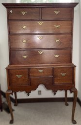 Queen Anne Style Mahogany Highboy Chest On Stand