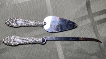VINTAGE STERLING SILVER AMSTON FILLET AND CHEESE KNIFE SET ATHENE PATTERN