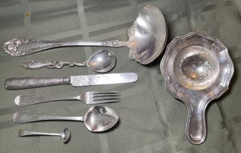 ASSORTED 7 PC COLLECTION OF STERLING SILVER TABLEWARE