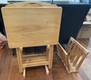 Folding Tray Tables With Stand And Magazine Rack