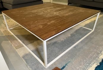 BLU DOT MNIMALISTA SQUARE WALNUT TOP COFFEE TABLE
