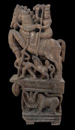 18th-century Antique Indian Temple Statue Hand-carved From Teak Wood