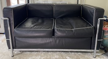Black Leather Le Corbusier Style LC2 (Two Seater)