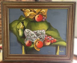 Framed Still Life Oil On Canvas Board