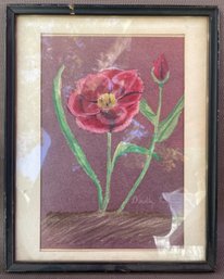 Framed Drawing Of A Poppy Flower