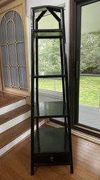 Asian-Style Black Lacquer Pagoda Étagère Shelving Unit
