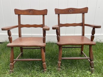 Pair Of Kid's Windsor-style Wooden Armchair