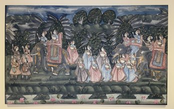 Indian Pichwai Painting Print On Silk Screen