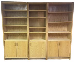 MCM THREE PC SECTIONAL FREE STANDING WOODEN BOOKSHELVES