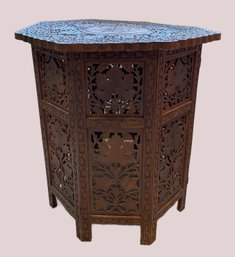 Anglo-Indian Carved Hardwood Octagonal Side Table