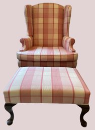 Queen Anne Style Wing Chair And Ottoman