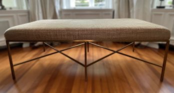 CUSTOM UPHOLSTERED SOLID BRASS SCHUMACHER MELROSE BENCH