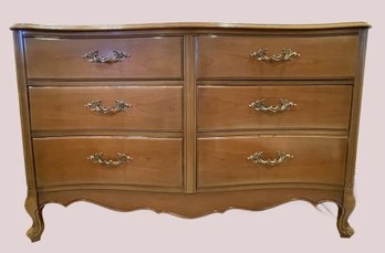 Vintage French Provincial Style Double Dresser With Ornate Brass Hardware