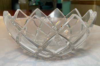 Vintage Mikasa 'Crescendo' Lead Crystal Bowl - Cut Diamond Lotus Pattern