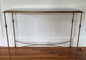 ABC CARPET & HOME GOLD GILT GLASS TOP BUFFET TABLE