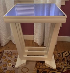 VINTAGE TINTED GLASS TOP SIDE TABLE