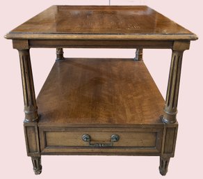 Henredon Two-tier Solid Walnut Side Table